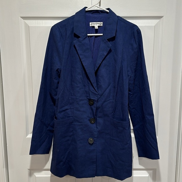 Free People Marni Blue Linen Blend Blazer - Picture 3 of 5